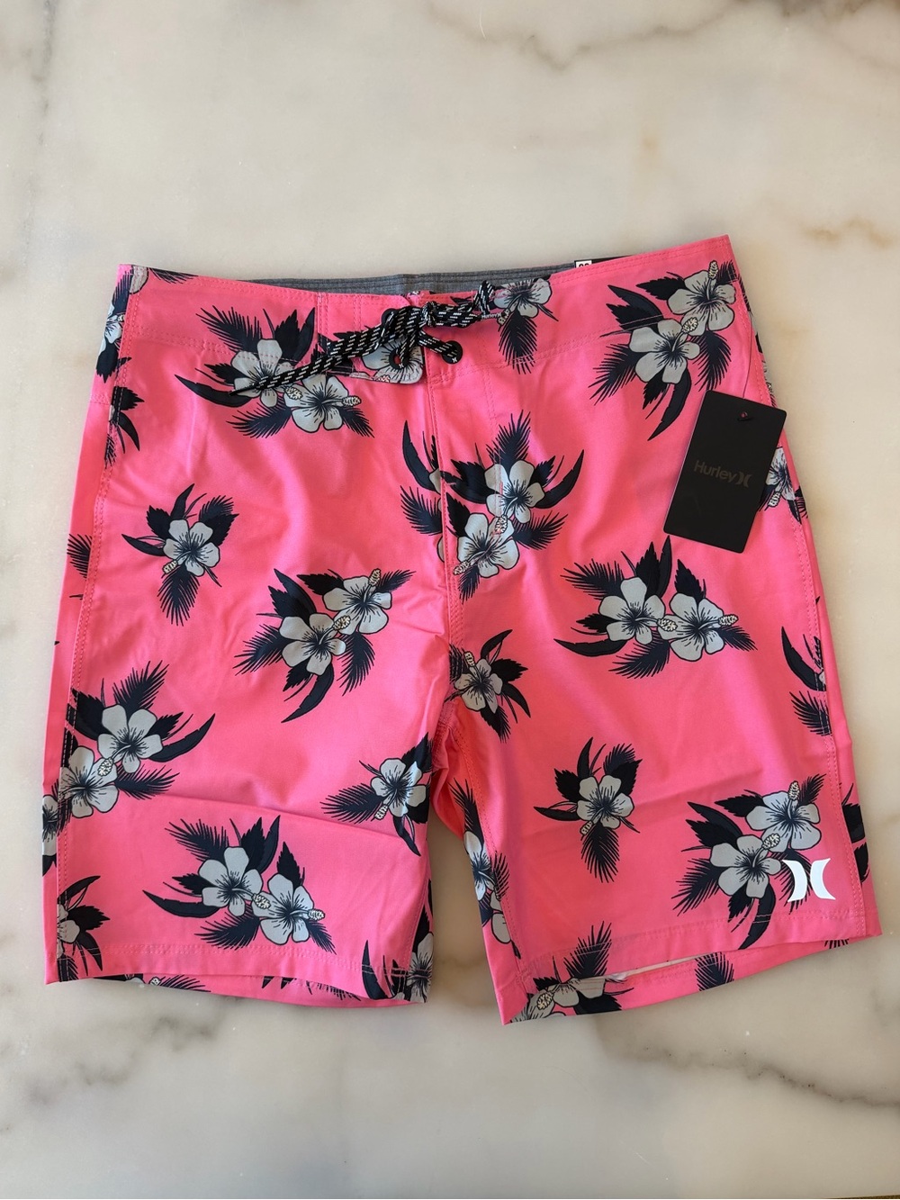 Hurley Men’s Pink Hibiscus Print Boardshorts